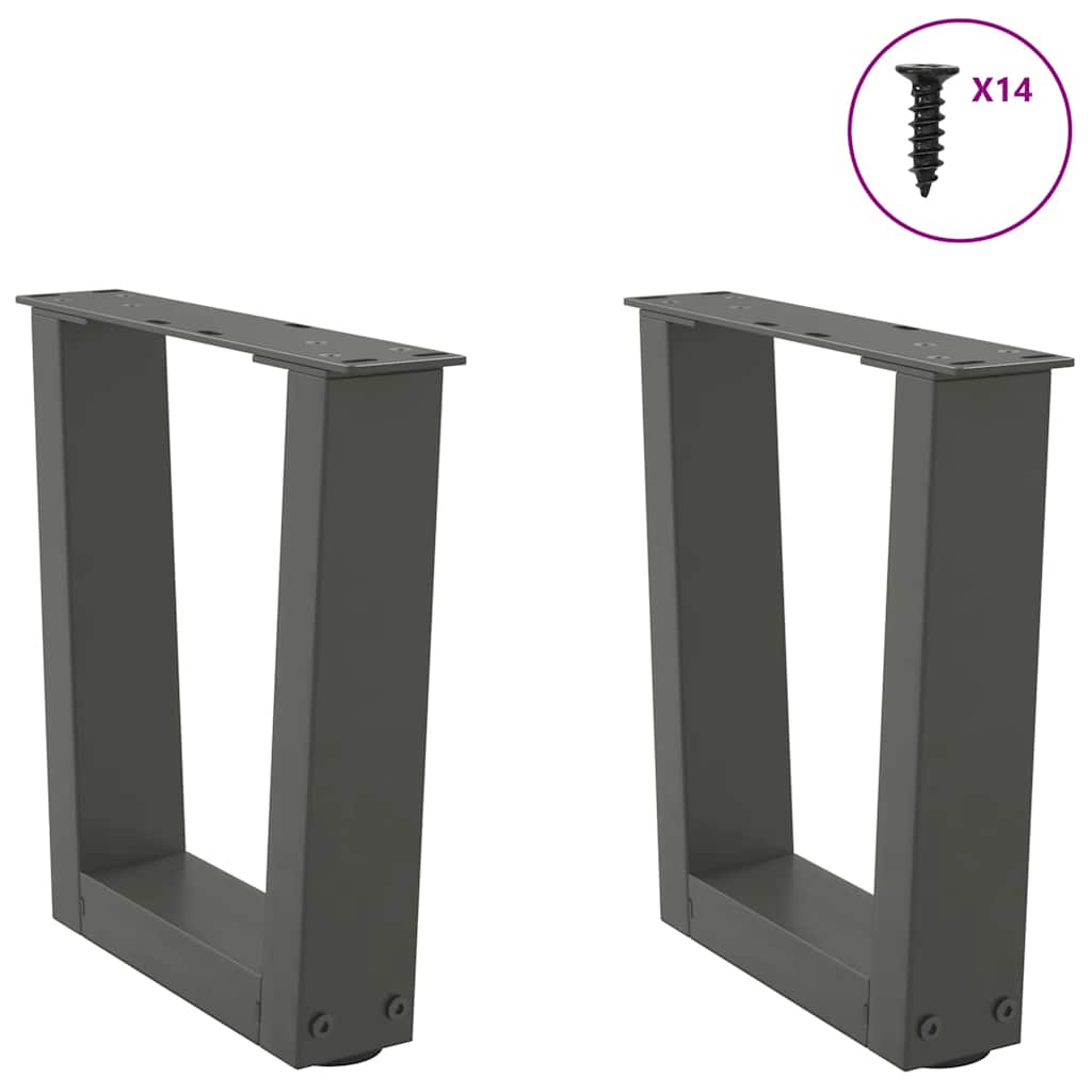 Pieds de table basse en V, 2 pièces, anthracite, 30 x (30-31,3) cm, acier