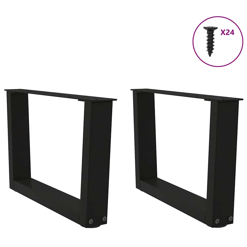 Pieds de table basse en V, 2 pièces, noir, 50 x (30-31,3) cm, acier