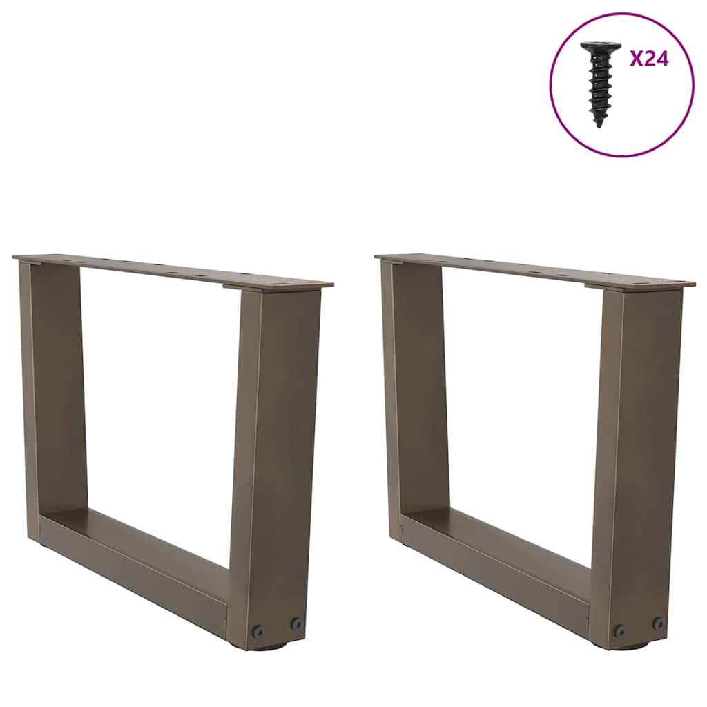 Pieds de table basse en V, 2 pièces, acier naturel, 50 x (30-31,3) cm