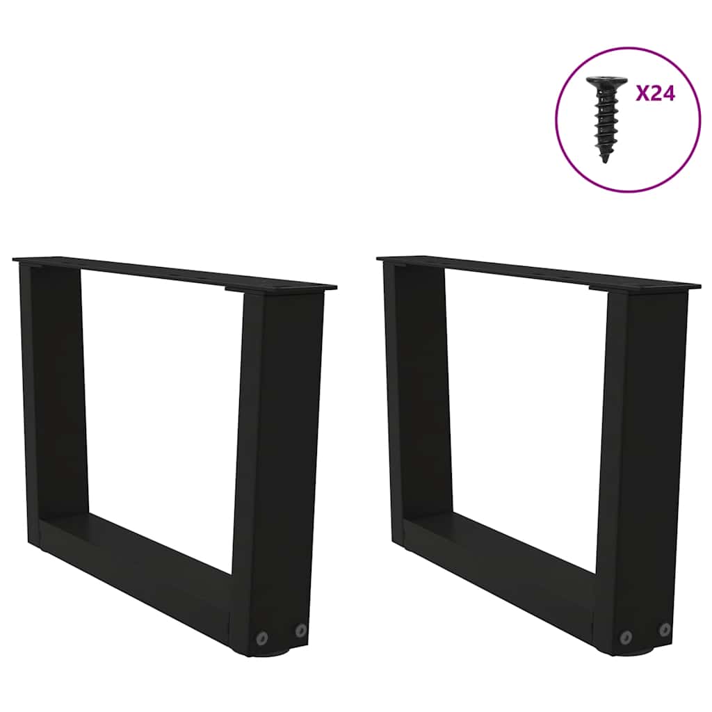 Pieds de table basse en V, 2 pièces, noir, 60 x (30-31,3) cm, acier