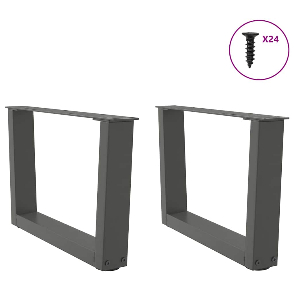 Pieds de table basse en V, 2 pièces, anthracite, 60 x (30-31,3) cm, acier