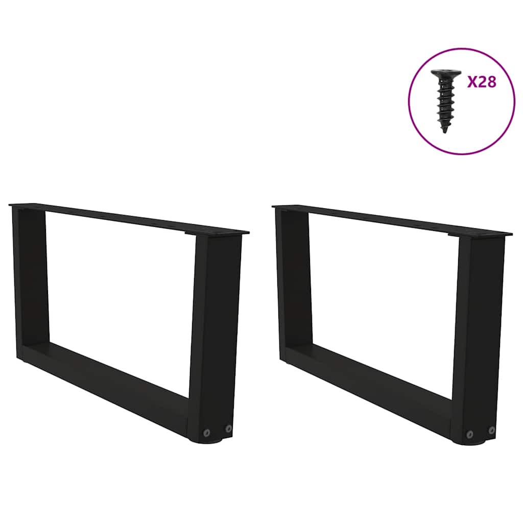 Pieds de table basse en V, 2 pièces, noir, 70 x (30-31,3) cm, acier
