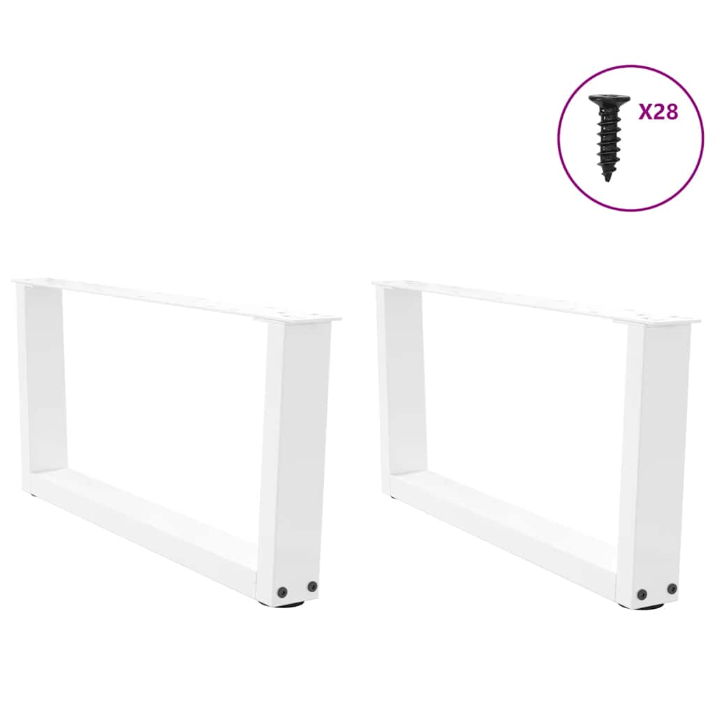 Pieds de table basse en V, 2 pièces, blanc, 70 x (30-31,3) cm, acier
