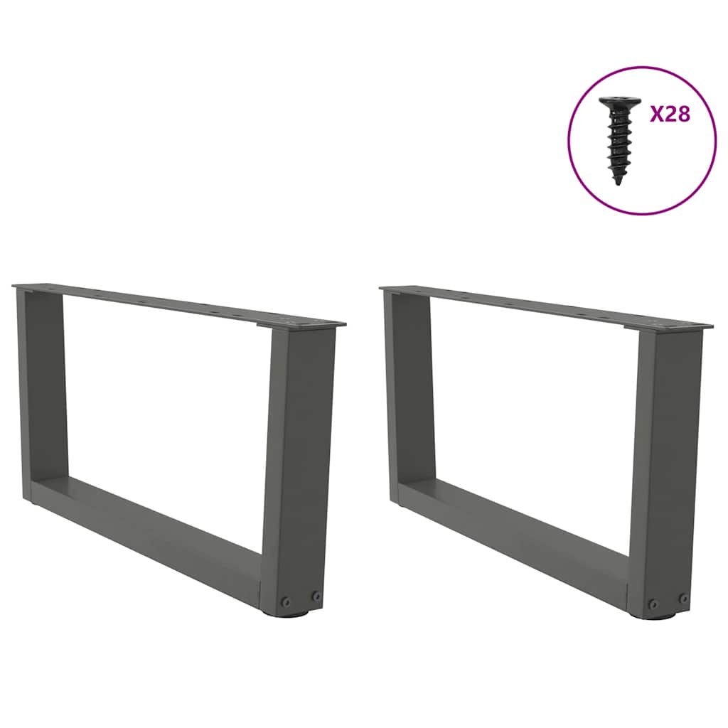 Pieds de table basse en V, 2 pièces, anthracite, 70 x (30-31,3) cm, acier