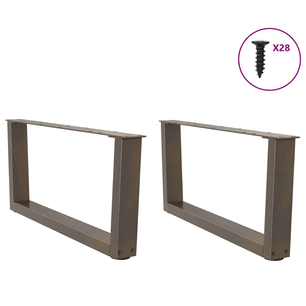 Pieds de table basse en V, 2 pièces, acier naturel, 70 x (30-31,3) cm