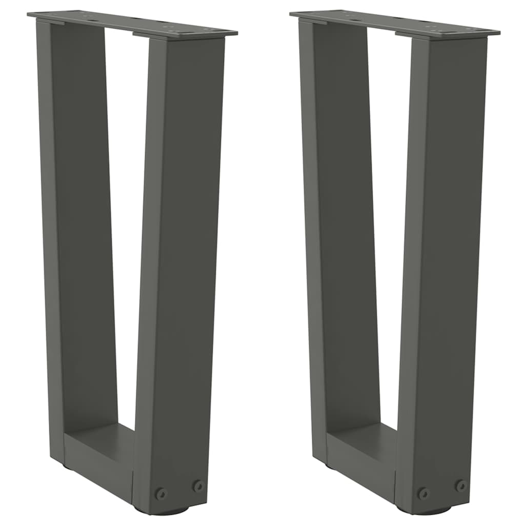 Pieds de table basse en V, 2 pièces, anthracite, 28 x (42-43,3) cm, acier