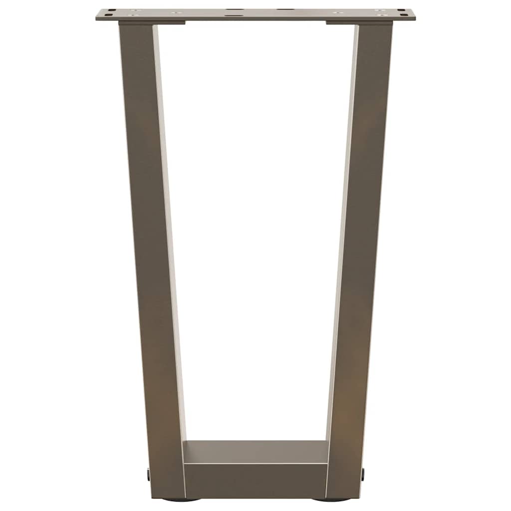 Pieds de table basse en V, 2 pièces, acier naturel, 28 x (42-43,3) cm