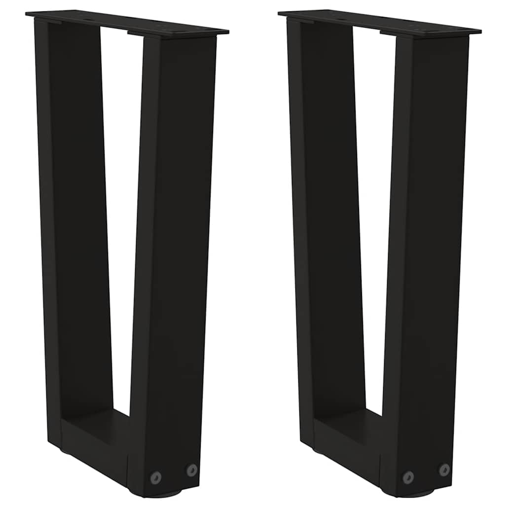 Dining table legs V-shape 2 pieces black 38x(42-43.3) cm steel