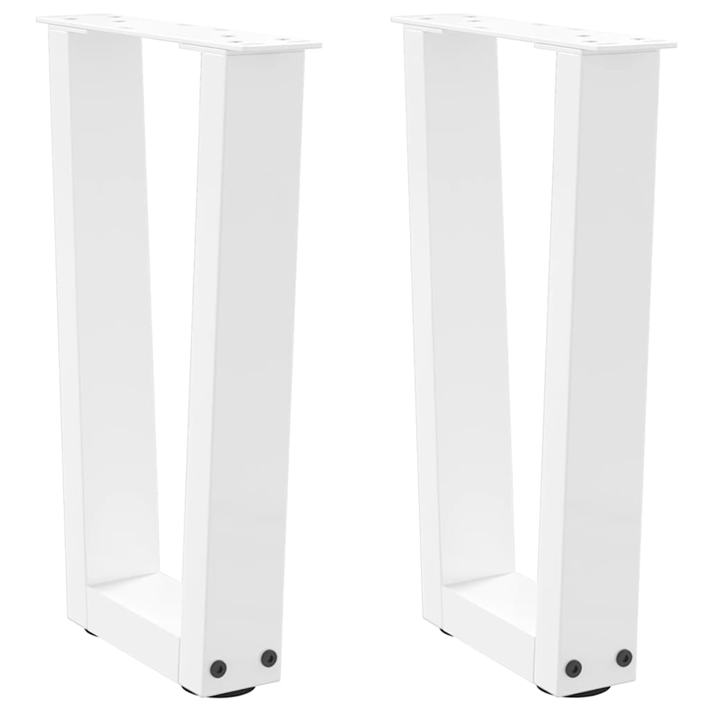 Pieds de table basse en V, 2 pièces, blanc, 38 x (42-43,3) cm, acier
