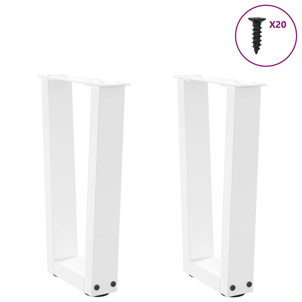 Pieds de table basse en V, 2 pièces, blanc, 38 x (42-43,3) cm, acier