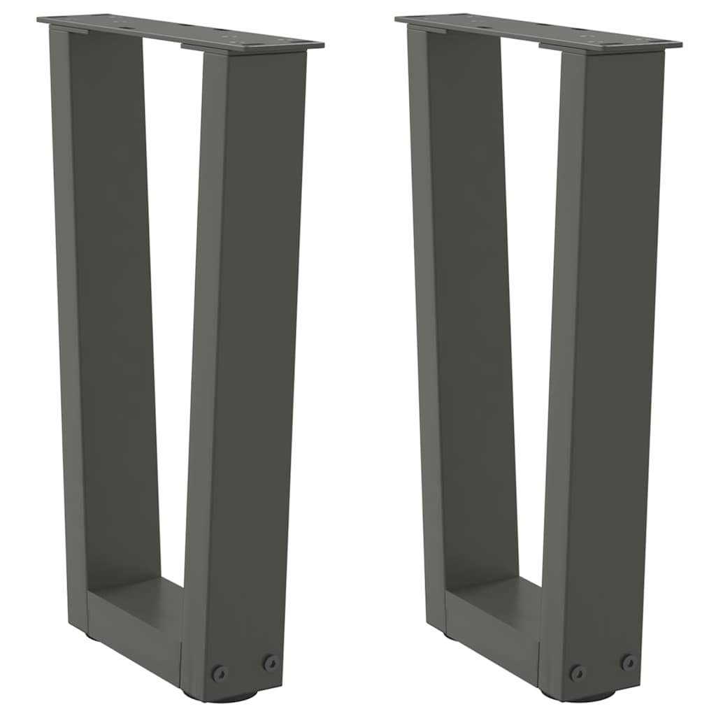 Pieds de table basse en V, 2 pièces, anthracite, 38 x (42-43,3) cm, acier