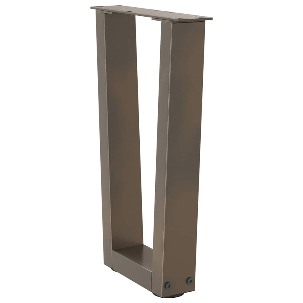 Pieds de table basse en V, 2 pièces, acier naturel, 38 x (42-43,3) cm