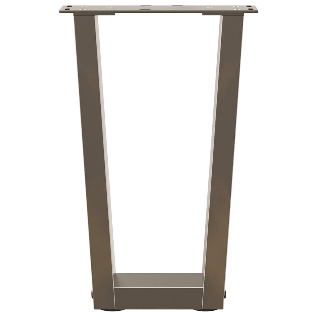 Pieds de table basse en V, 2 pièces, acier naturel, 38 x (42-43,3) cm