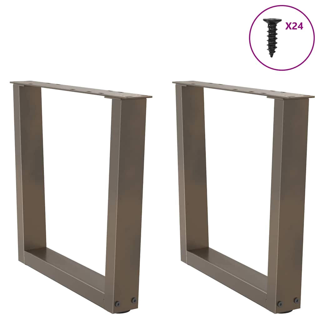 Pieds de table basse en V, 2 pièces, acier naturel, 50 x (42-43,3) cm