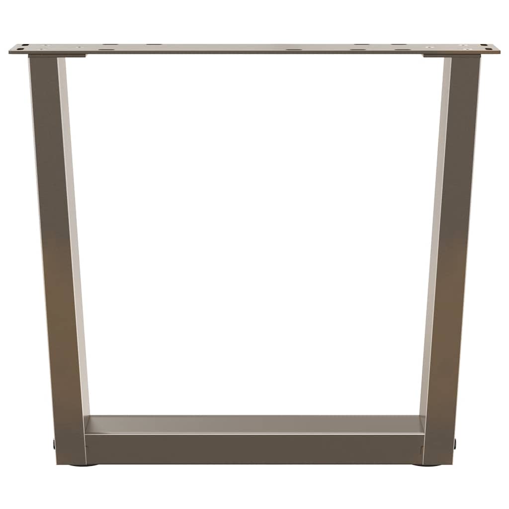 Pieds de table basse en V, 2 pièces, acier naturel, 60 x (42-43,3) cm