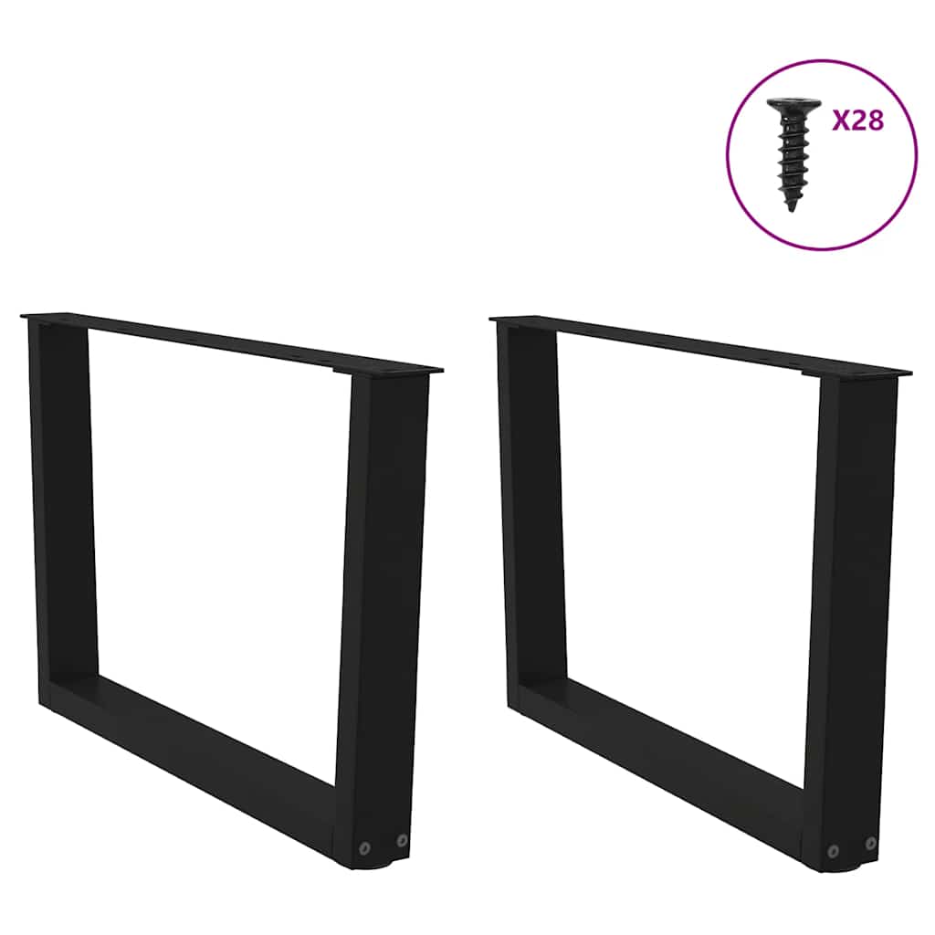 Pieds de table basse en V, 2 pièces, noir, 70 x (42-43,3) cm, acier