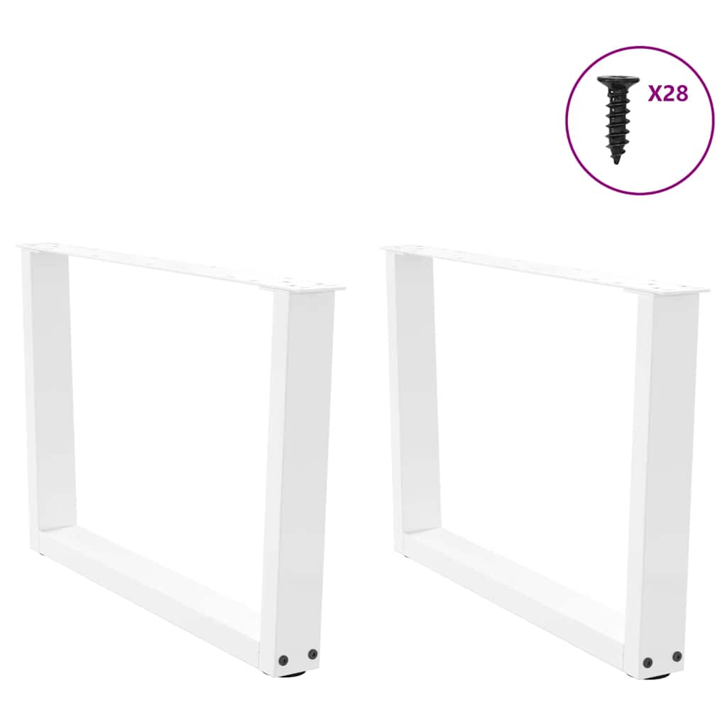Pieds de table basse en V, 2 pièces, blanc, 70 x (42-43,3) cm, acier
