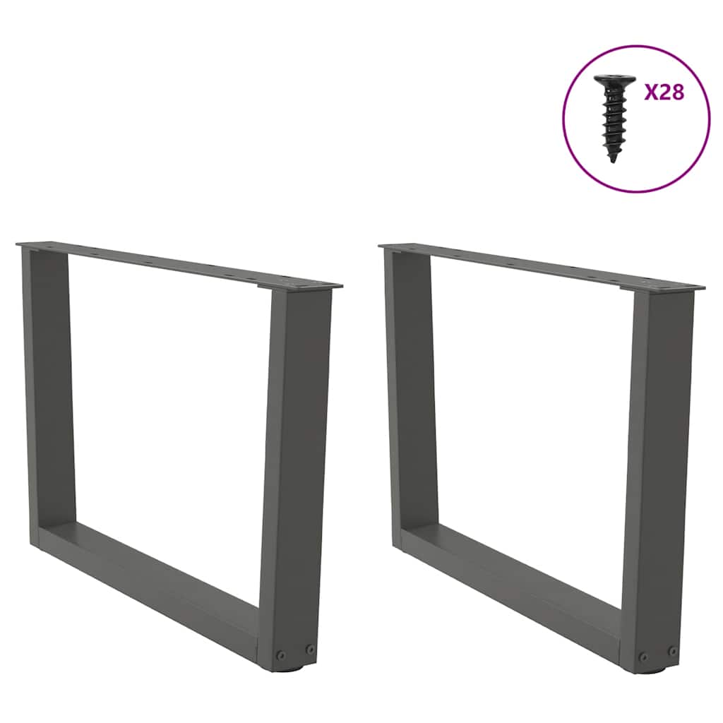 Pieds de table basse en V, 2 pièces, anthracite, 70 x (42-43,3) cm, acier