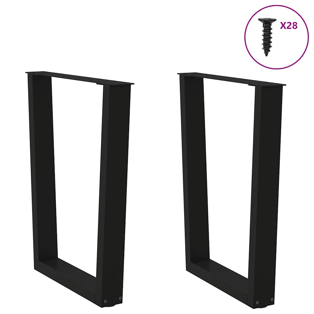 Dining table legs V-shape 2 pieces black 70x(72-73.3) cm steel