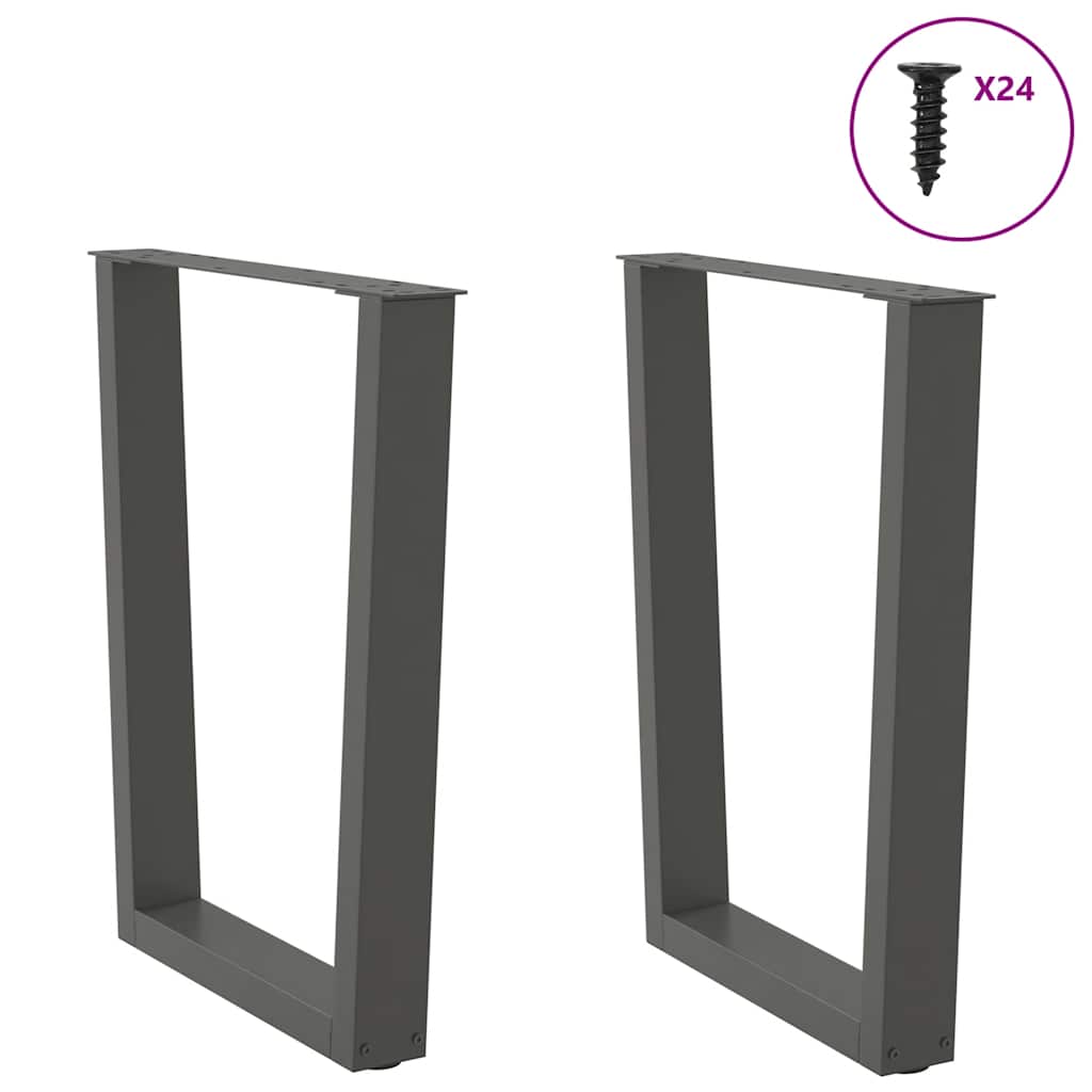 Pieds de table à manger en V, 2 pièces, anthracite, 70 x (72-73,3) cm, acier