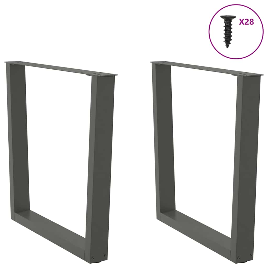 Pieds de table à manger en V, 2 pièces, anthracite, 80 x (72-73,3) cm, acier