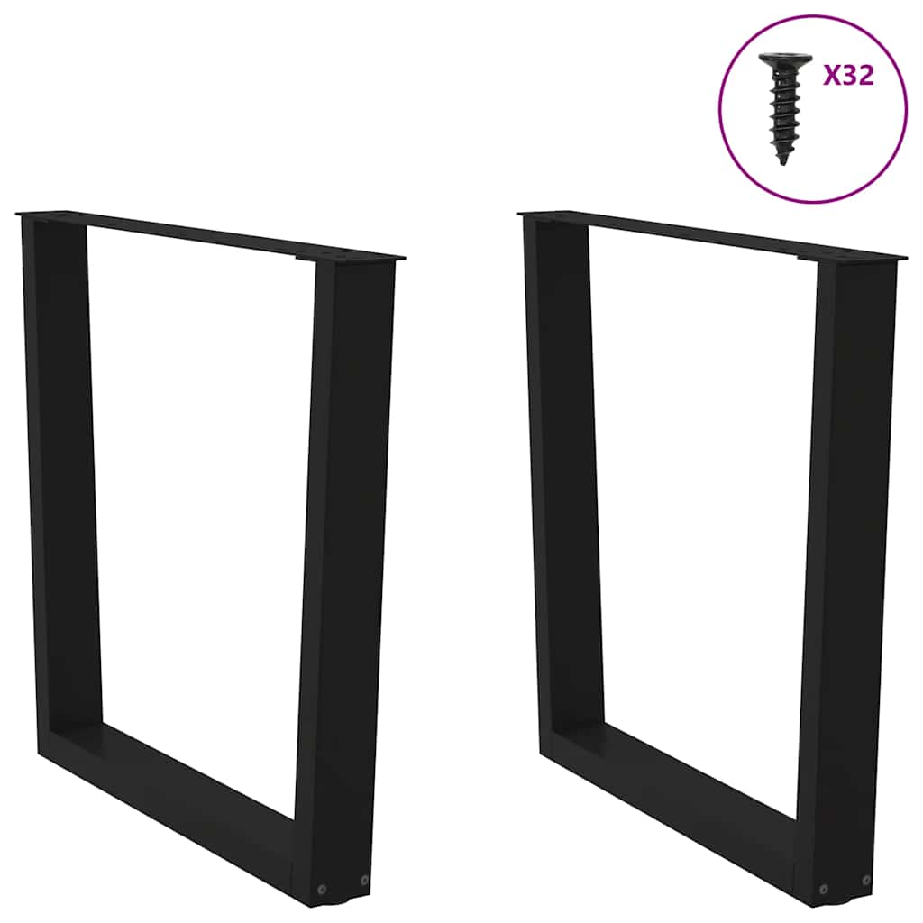 Pieds de table à manger en V, 2 pièces, noir, 90 x (72-73,3) cm, acier