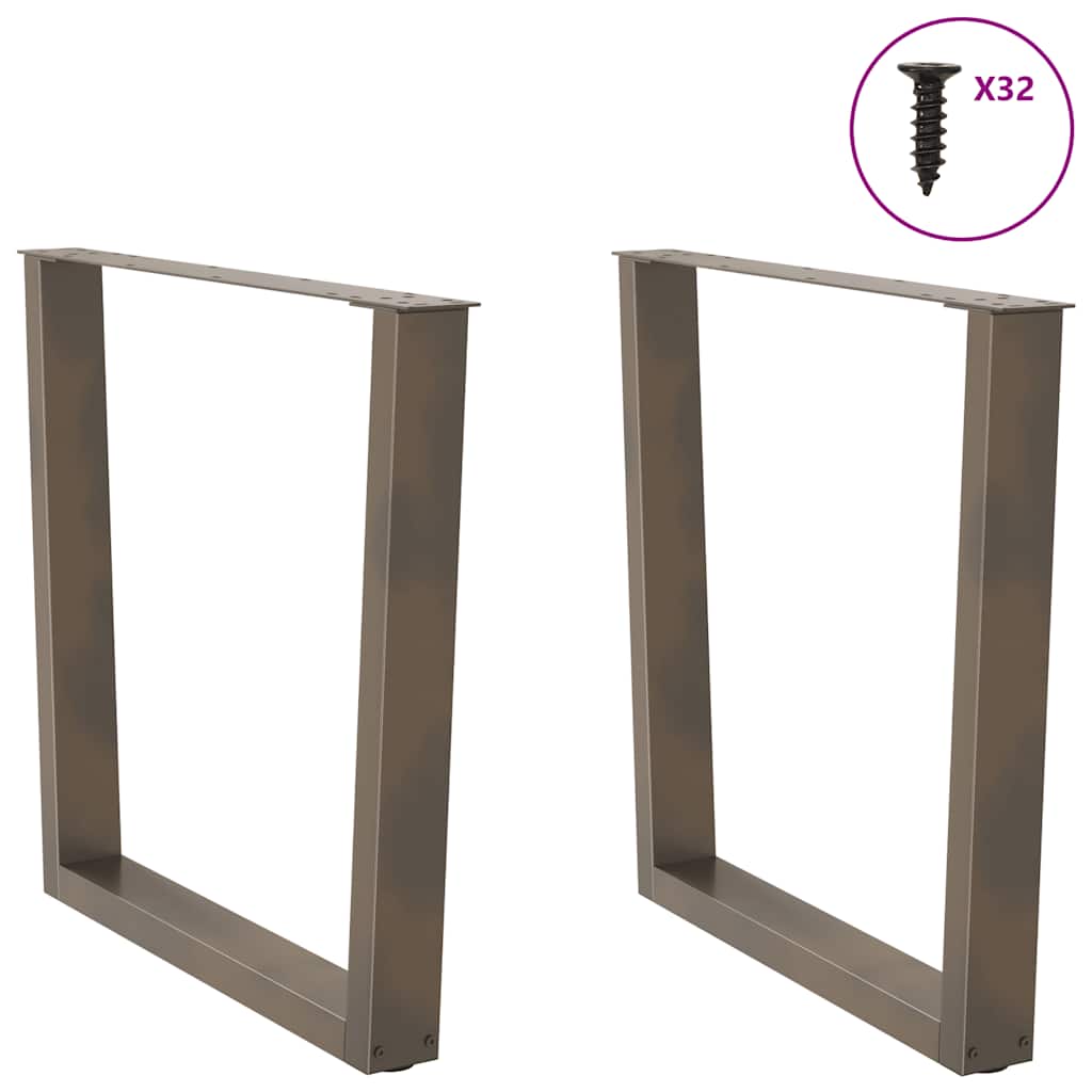 Pieds de table à manger en V, 2 pièces, acier naturel, 90 x (72-73,3) cm