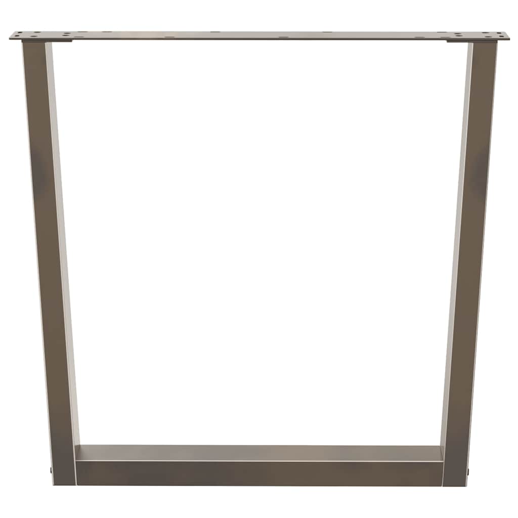 Pieds de table à manger en V, 2 pièces, acier naturel, 90 x (72-73,3) cm