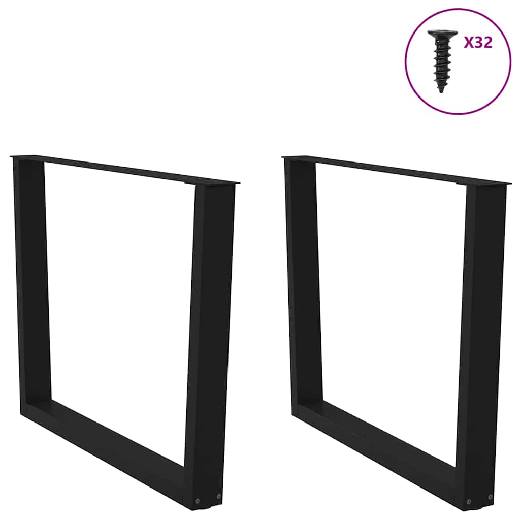 Pieds de table à manger en V, 2 pièces, noir, 100 x (72-73,3) cm, acier