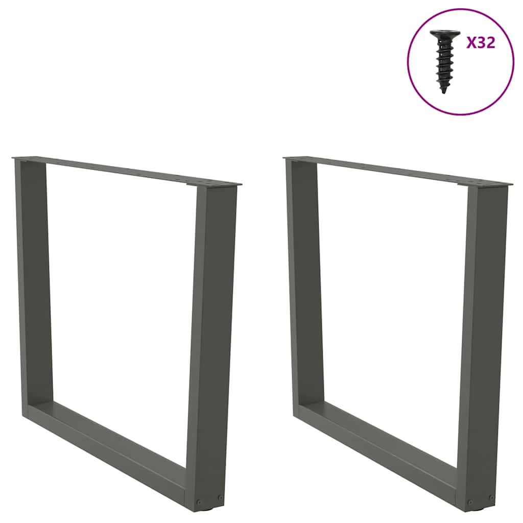 Pieds de table à manger en V, 2 pièces, anthracite, 100 x (72-73,3) cm, acier