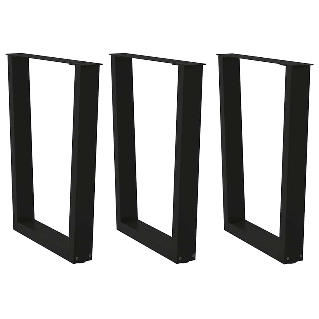 Pieds de table à manger en V, 3 pièces, noir, 70 x (72-73,3) cm, acier