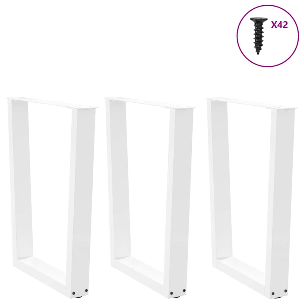 Pieds de table à manger en V, 3 pièces, blanc, 70 x (72-73,3) cm, acier