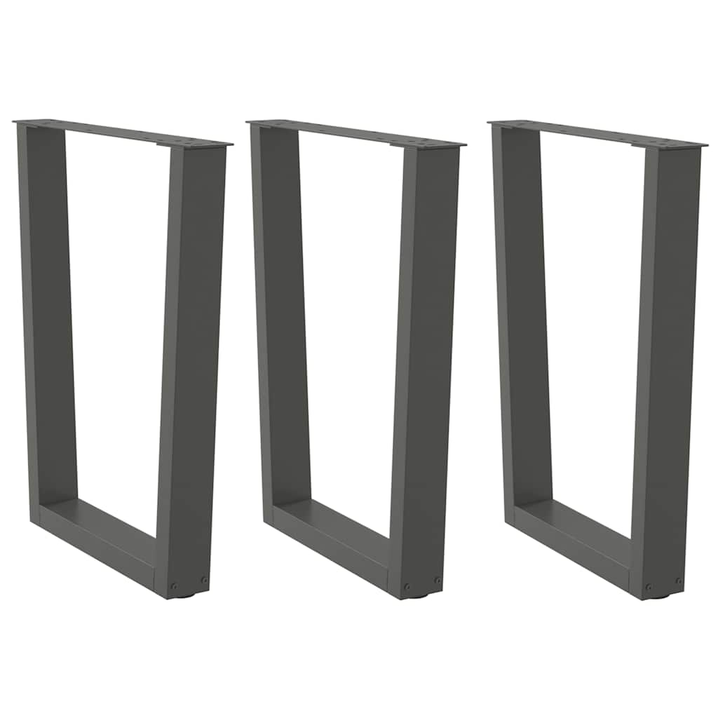 Pieds de table à manger en V 3 pièces anthracite 70x(72-73,3) cm acier