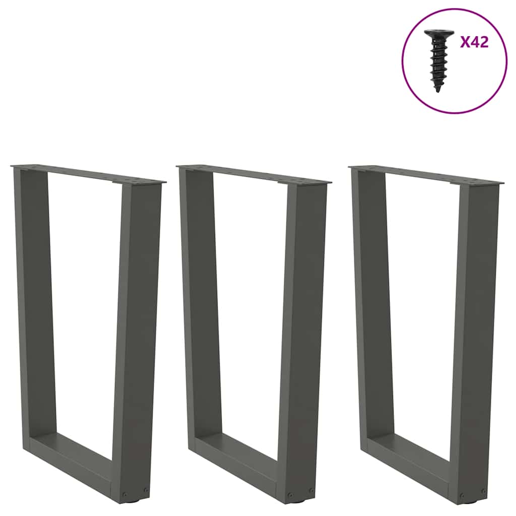Pieds de table à manger en V 3 pièces anthracite 70x(72-73,3) cm acier