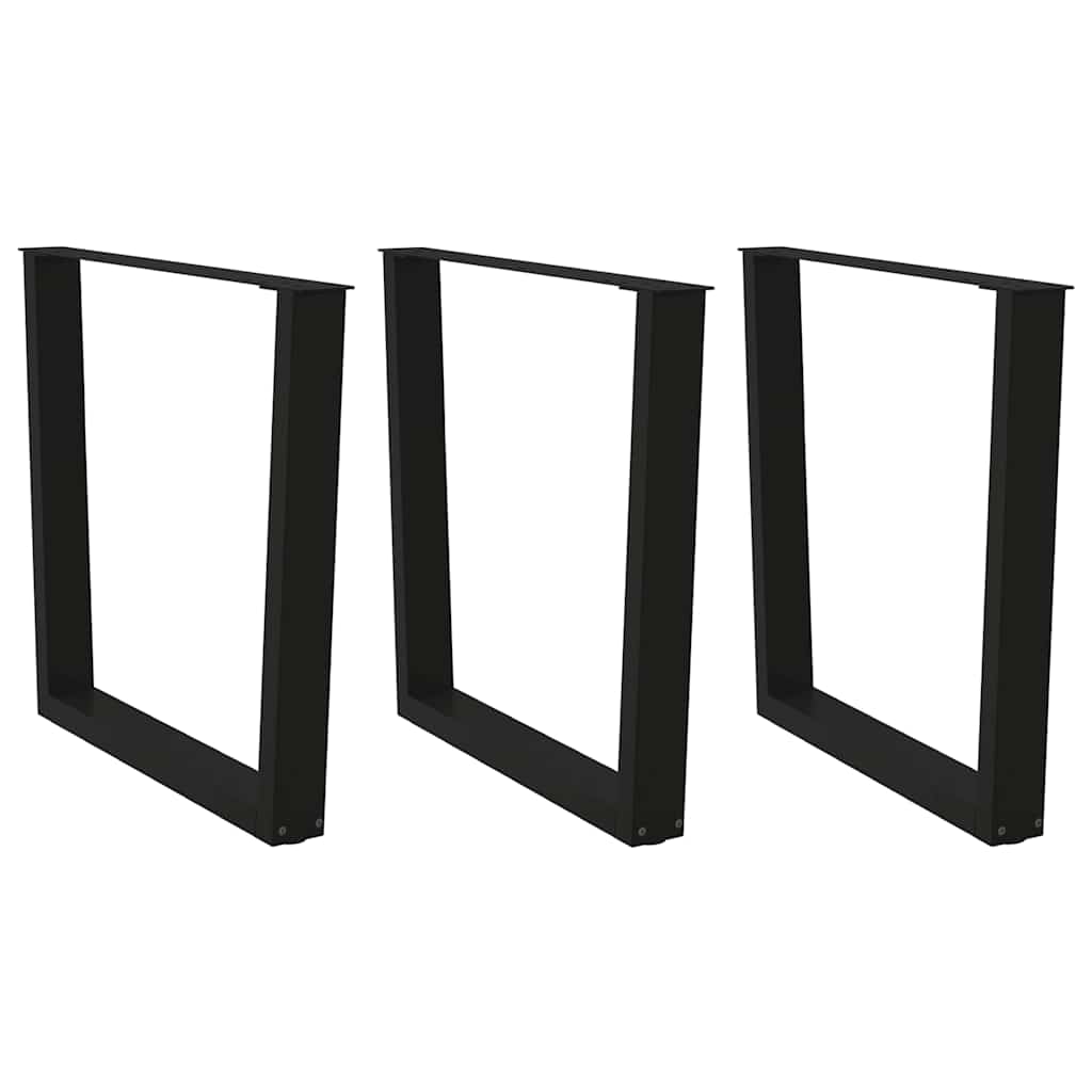 Pieds de table à manger en V, 3 pièces, noir, 80 x (72-73,3) cm, acier