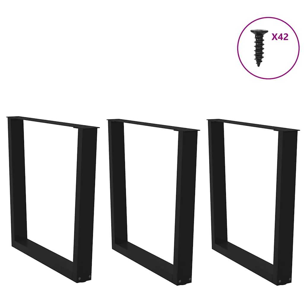 Pieds de table à manger en V, 3 pièces, noir, 80 x (72-73,3) cm, acier
