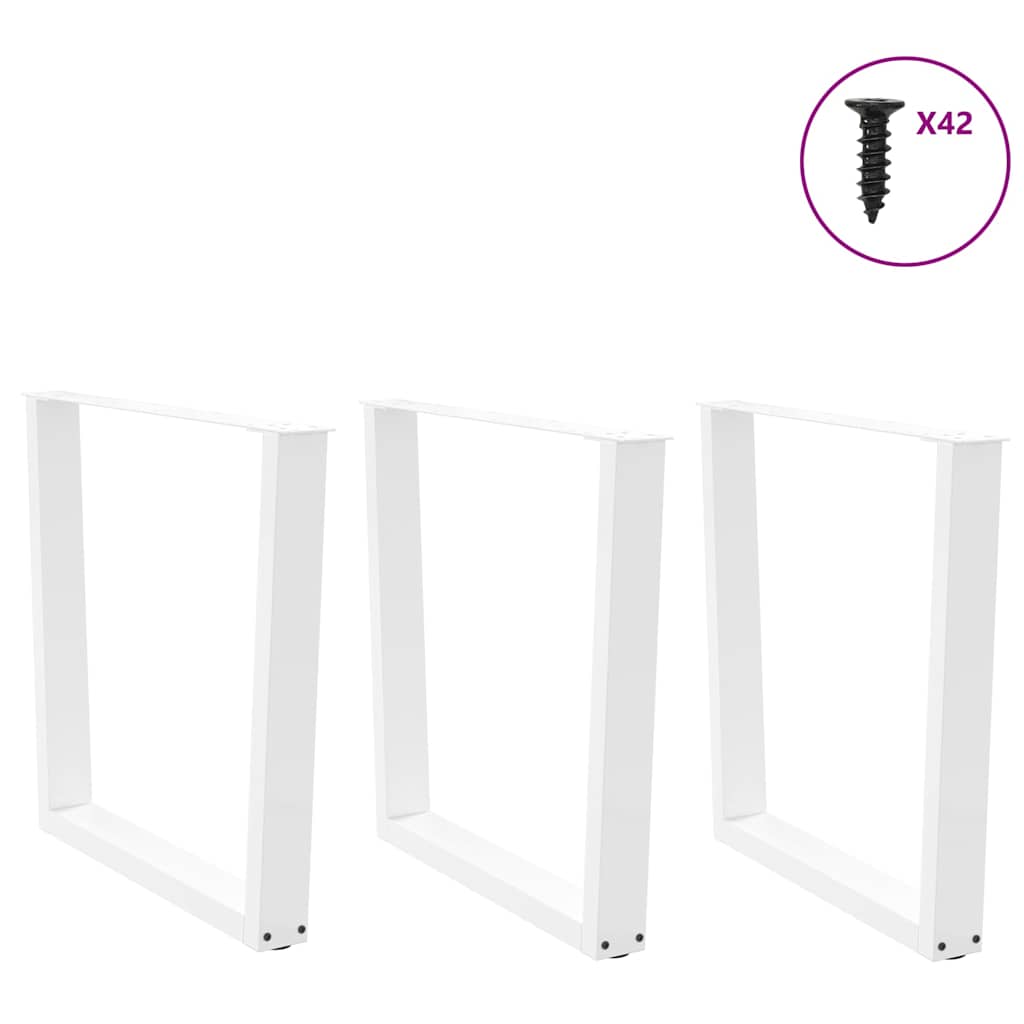 Pieds de table à manger en V, 3 pièces, blanc, 80 x (72-73,3) cm, acier