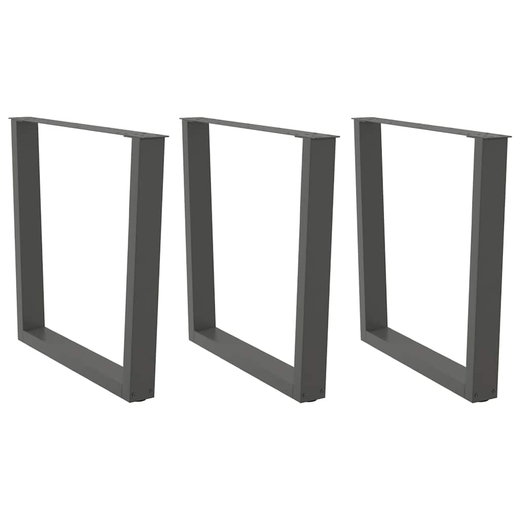 Pieds de table à manger en V 3 pièces anthracite 80x(72-73,3) cm acier