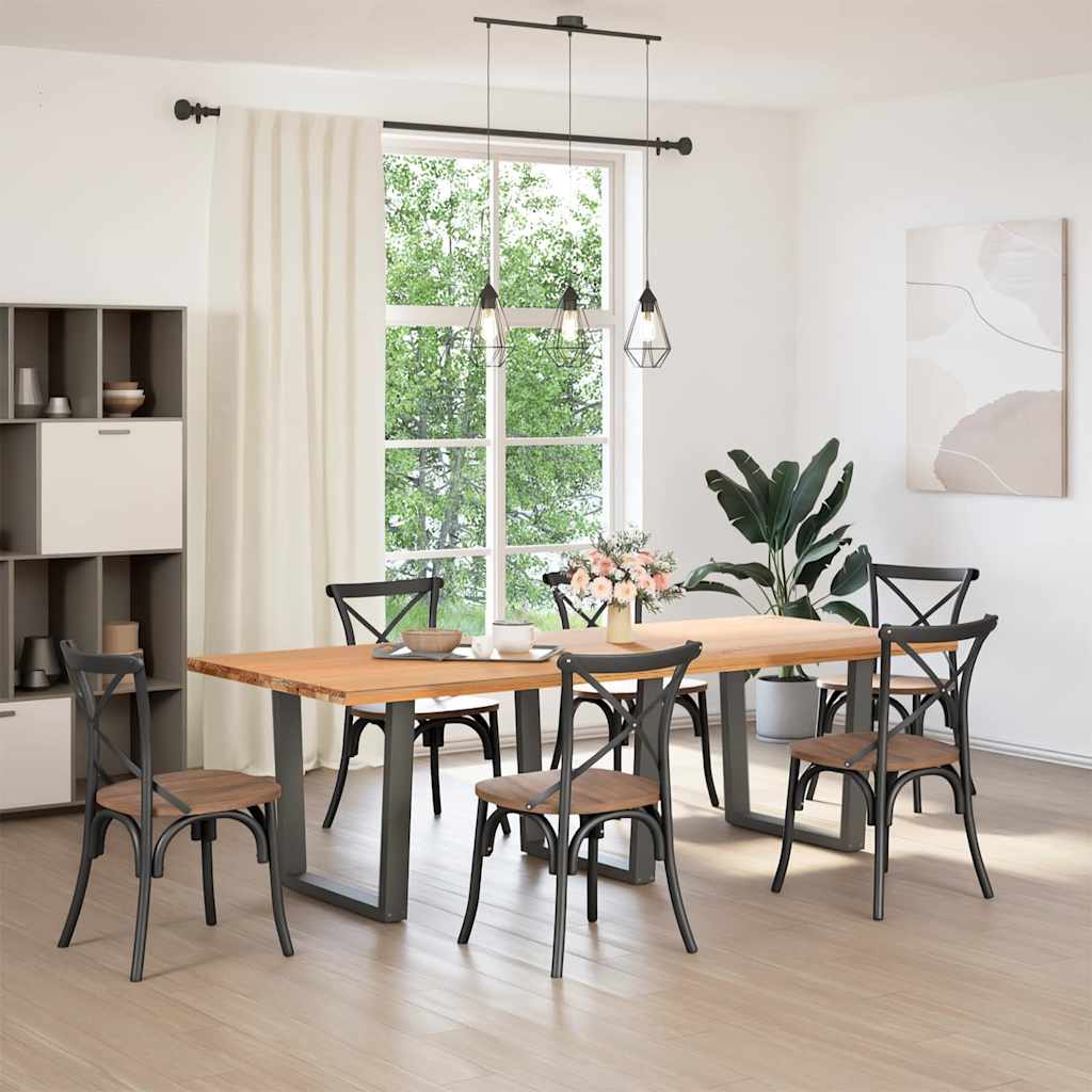 Pieds de table à manger en V 3 pièces anthracite 80x(72-73,3) cm acier