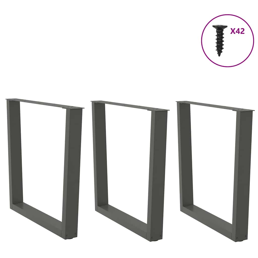 Pieds de table à manger en V 3 pièces anthracite 80x(72-73,3) cm acier