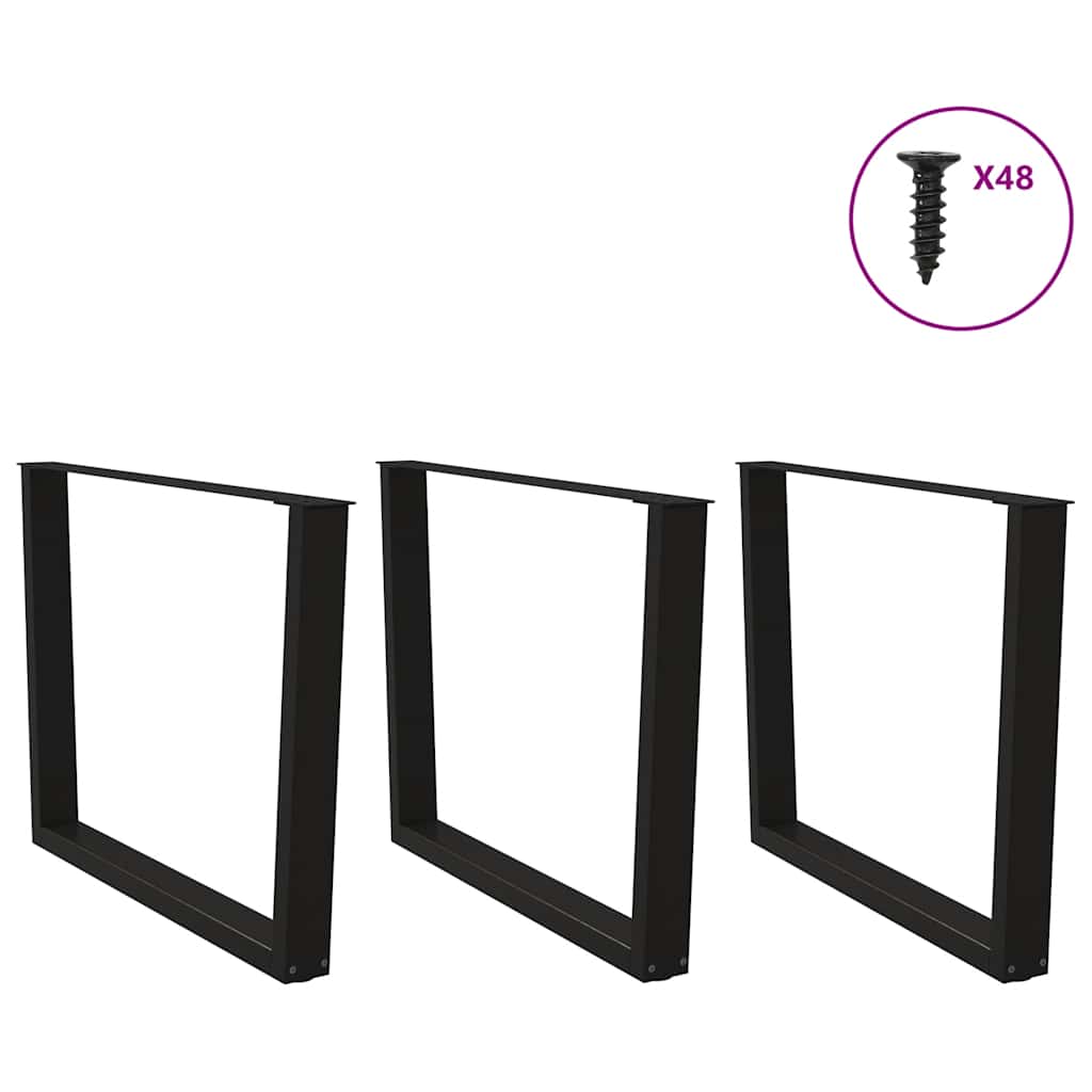 Pieds de table à manger en V, 3 pièces, noir, 100 x (72-73,3) cm, acier