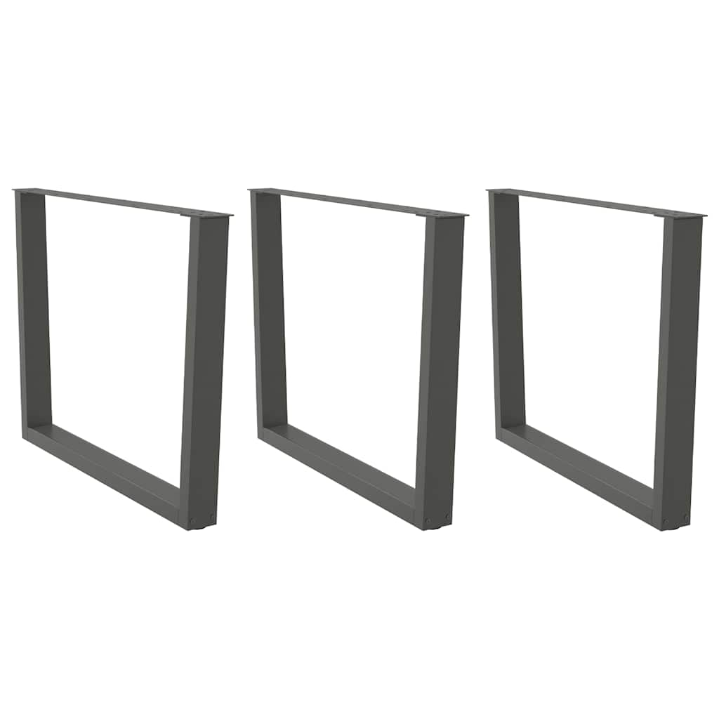 Pieds de table à manger en V 3 pièces anthracite 100x(72-73,3) cm acier
