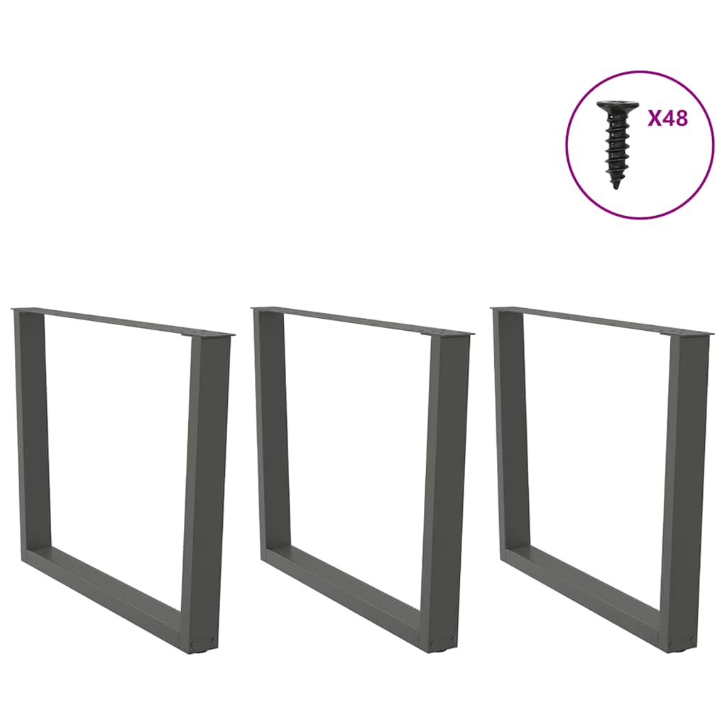 Pieds de table à manger en V 3 pièces anthracite 100x(72-73,3) cm acier