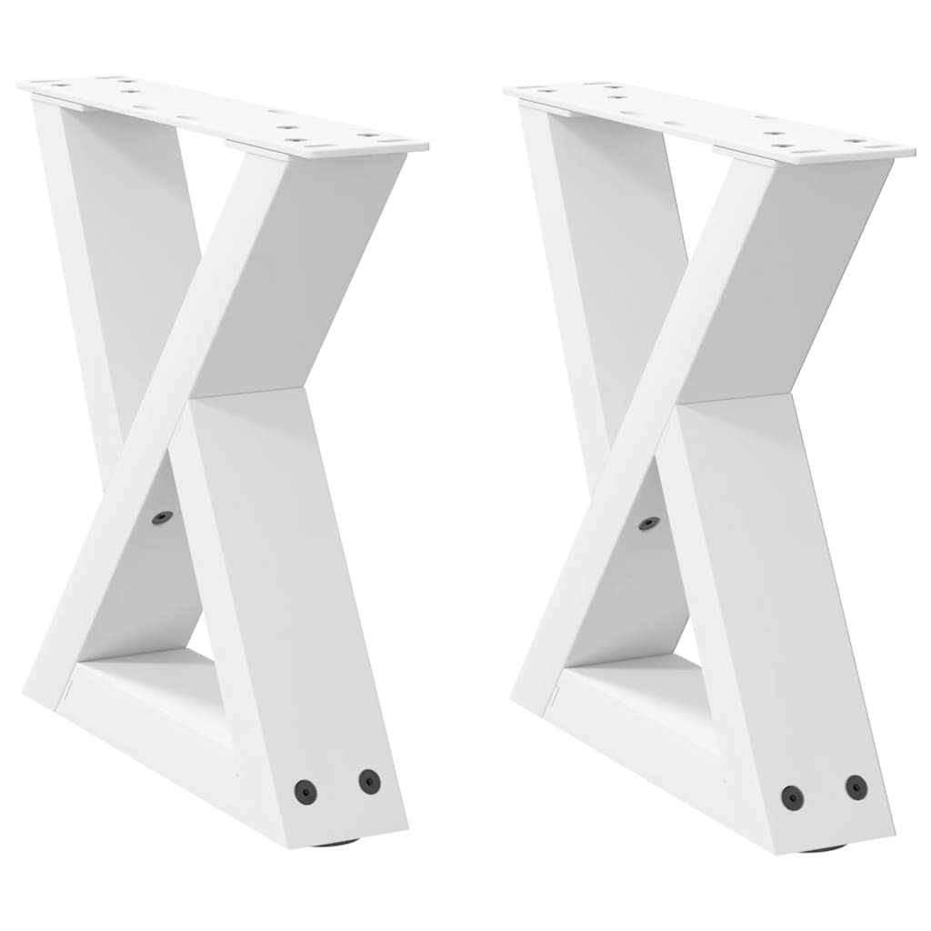 Pieds de table basse (2 pièces) en acier blanc, 40 x 30-31,3 cm
