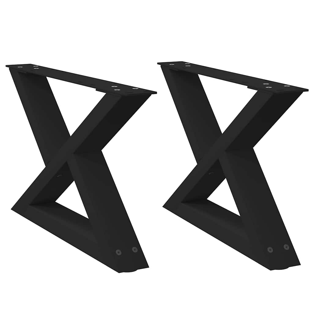Pieds de table basse (2 pièces) en acier noir, 60 x 30-31,3 cm
