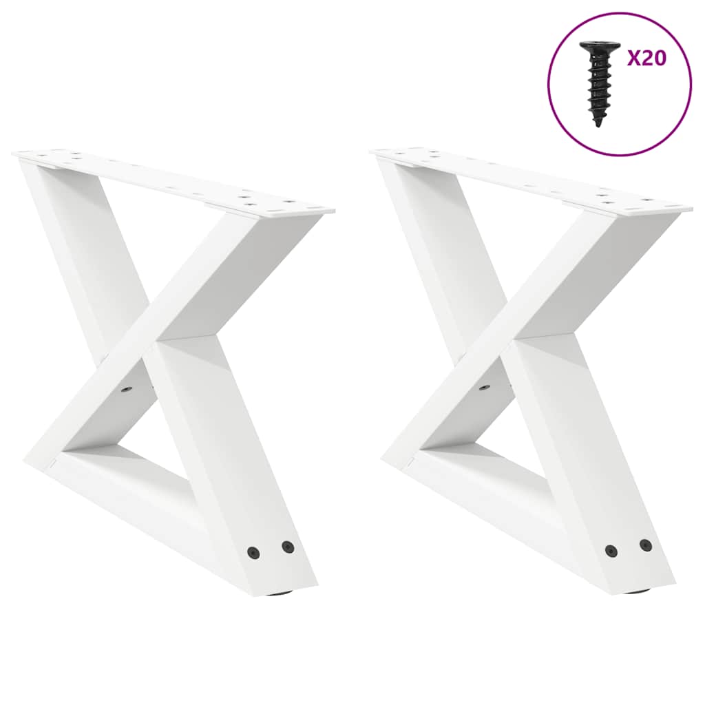 Pieds de table basse (2 pièces) en acier blanc, 60 x 30-31,3 cm