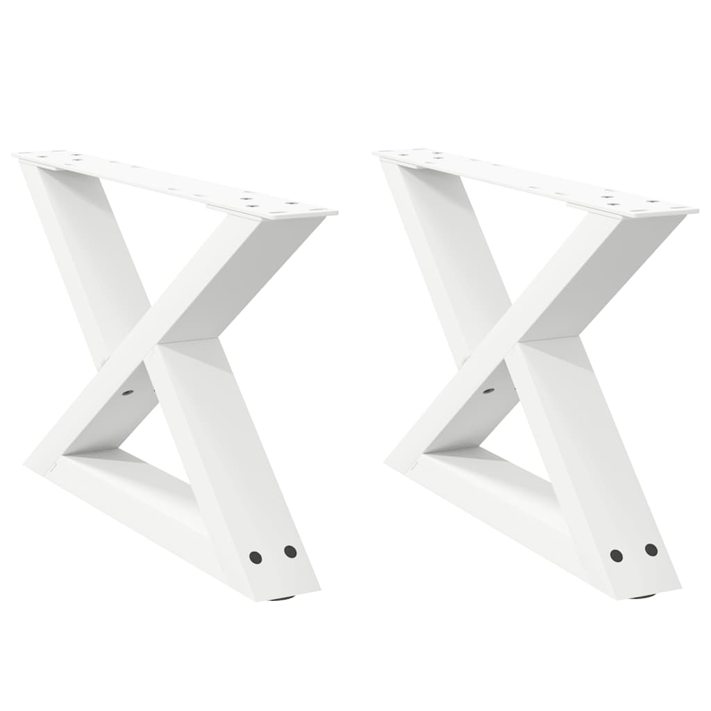 Pieds de table basse (2 pièces) en acier blanc, 60 x 30-31,3 cm