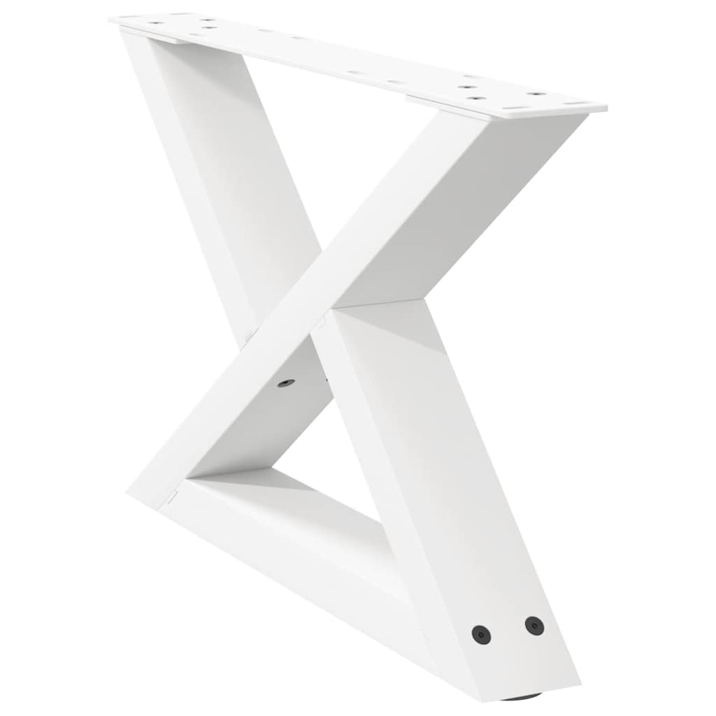 Pieds de table basse (2 pièces) en acier blanc, 60 x 30-31,3 cm