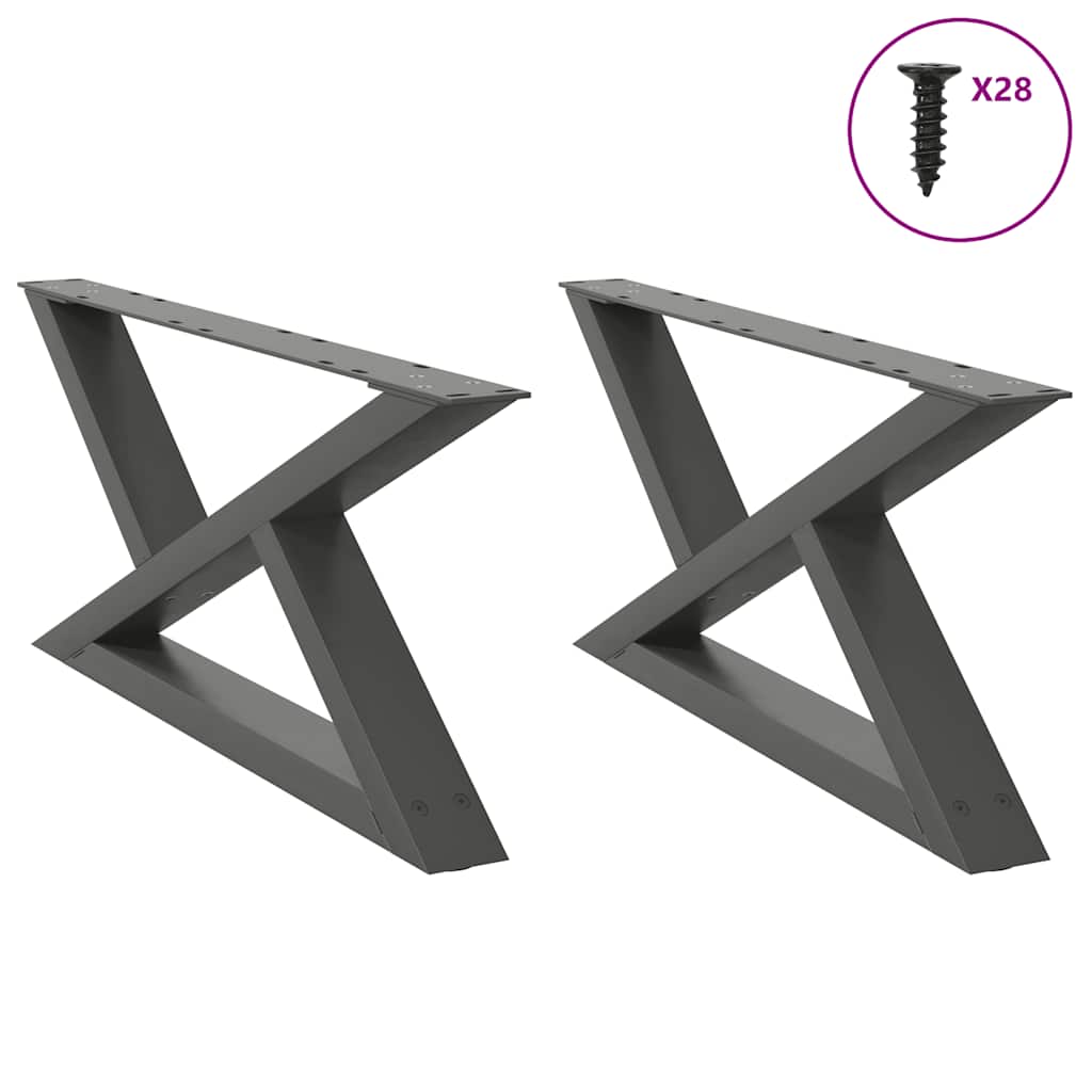 Coffee table legs 2 pcs. Anthracite 70x(30-31.3) cm steel