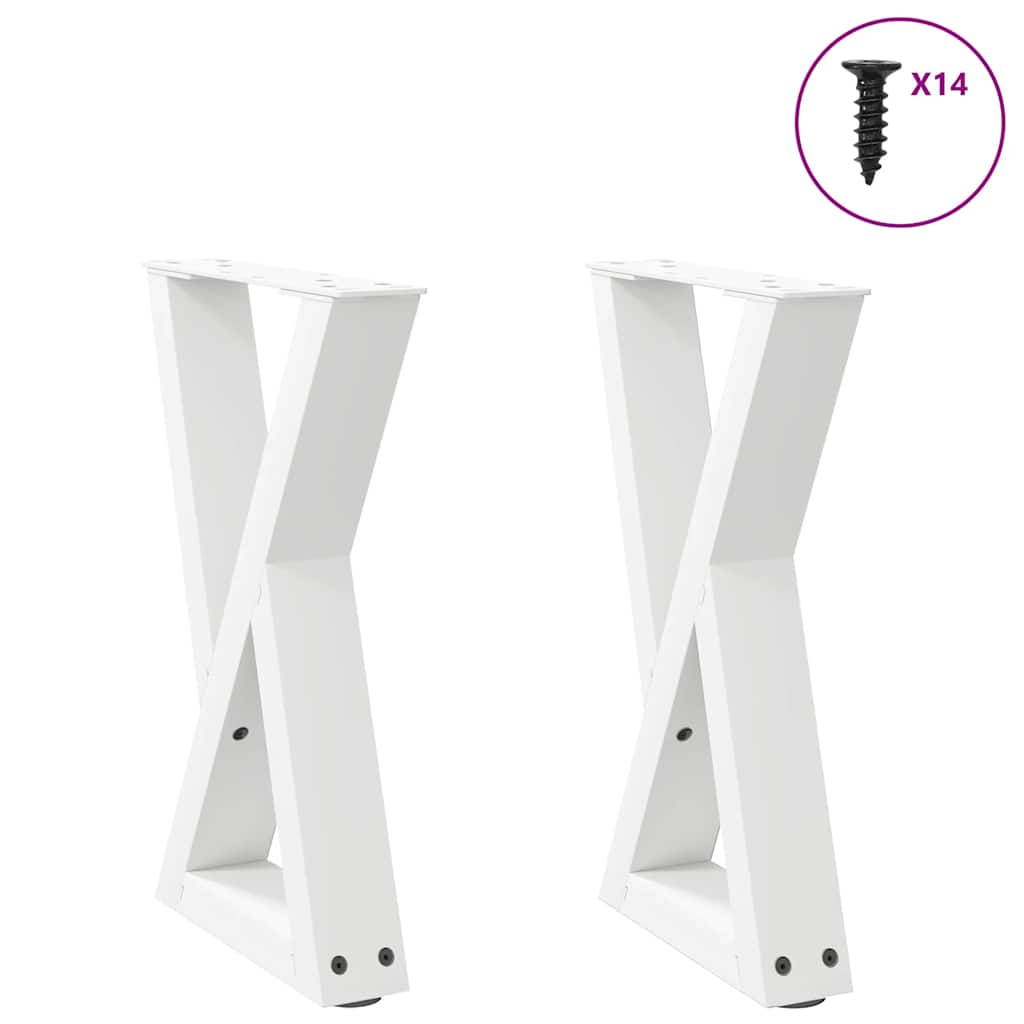 Pieds de table basse (2 pièces) en acier blanc, 28 x 42-43,3 cm